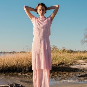 Anthropologie Flapper Maxi Dress Pink